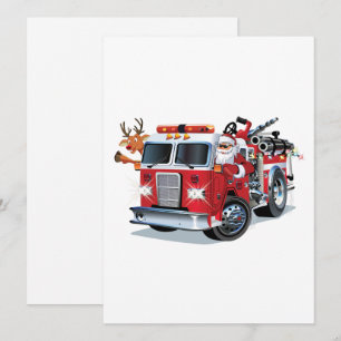 Cartoon Weihnachtsfeuerwagen Feiertagskarte