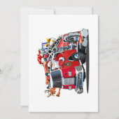 Cartoon Weihnachtsfeuerwagen Feiertagskarte (Vorderseite)