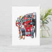 Cartoon Weihnachtsfeuerwagen Feiertagskarte (Stehend Vorderseite)