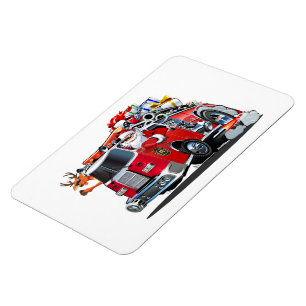 Cartoon Weihnachtsfeuerwagen Magnet