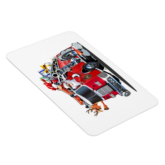 Cartoon Weihnachtsfeuerwagen Magnet (Rechte Seite)