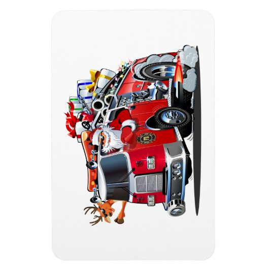 Cartoon Weihnachtsfeuerwagen Magnet (Vertikal)