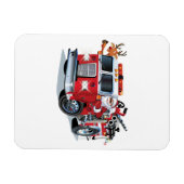 Cartoon Weihnachtsfeuerwagen Magnet (Horizontal)
