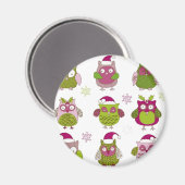 Cartoon Weihnachtskauz niedlicher Vektor Magnet (Vorderseite/Rückseite)