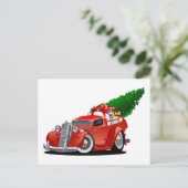 Cartoon-WeihnachtsLieferwagen Feiertagspostkarte (Stehend Vorderseite)