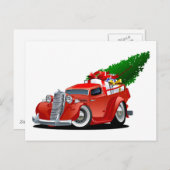 Cartoon-WeihnachtsLieferwagen Feiertagspostkarte (Vorne/Hinten)