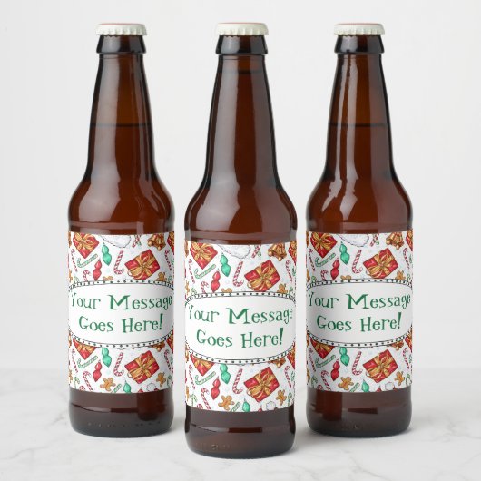 Cartoon Weihnachtsmuster Bierflaschenetikett (Flaschen)