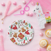 Cartoon Weihnachtsmuster Pappteller (Party)