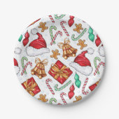 Cartoon Weihnachtsmuster Pappteller (Vorderseite)