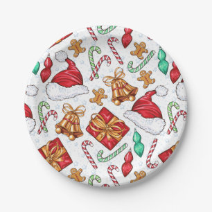 Cartoon Weihnachtsmuster Pappteller