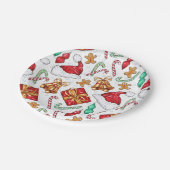 Cartoon Weihnachtsmuster Pappteller (Schrägansicht)