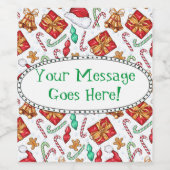 Cartoon Weihnachtsmuster Weinetikett (Einzelnes Label)