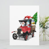 Cartoon Weihnachtswagen Feiertagskarte (Stehend Vorderseite)