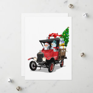 Cartoon Weihnachtswagen Feiertagskarte