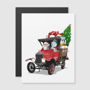 Cartoon Weihnachtswagen Magnetkarte