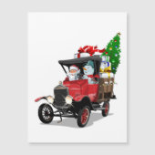 Cartoon Weihnachtswagen Magnetkarte (Vorderseite)