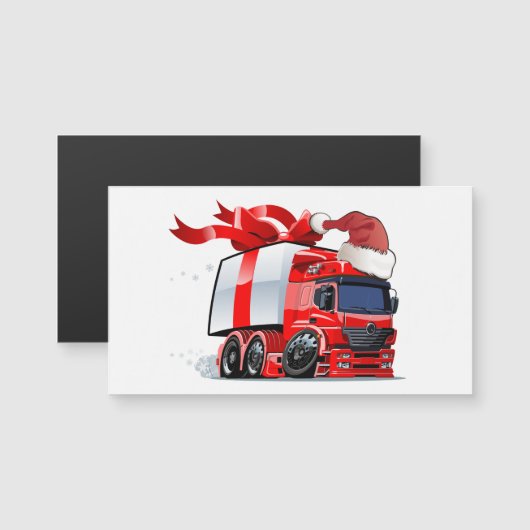 Cartoon Weihnachtswagen Magnetkarte (Vorne/Hinten)