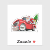 Cartoon Weihnachtswagen mit dem Weihnachtsmann Aufkleber (Blatt)