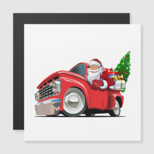 Cartoon Weihnachtswagen mit dem Weihnachtsmann Magnetkarte