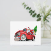 Cartoon Weihnachtswagen mit dem Weihnachtsmann Postkarte (Stehend Vorderseite)
