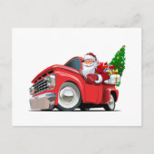 Cartoon Weihnachtswagen mit dem Weihnachtsmann Postkarte (Vorderseite)