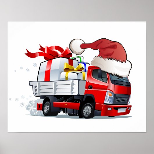 Cartoon Weihnachtswagen Poster (Vorne)