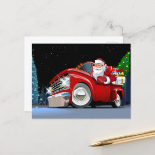Cartoon Weihnachtswagen Postkarte