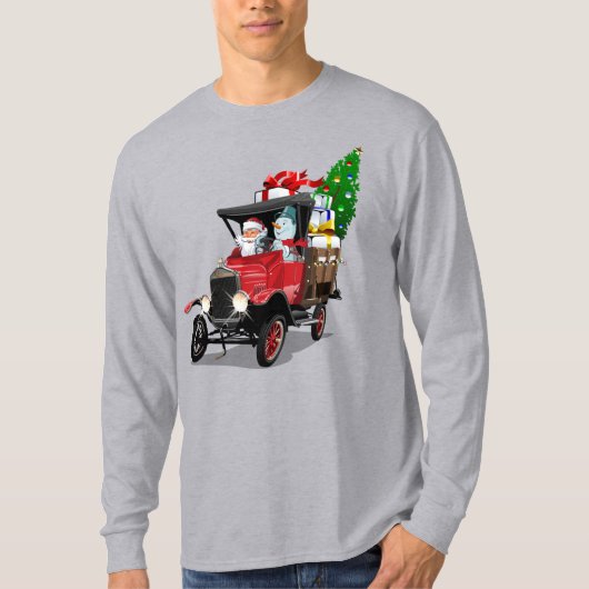 Cartoon Weihnachtswagen T-Shirt (Vorderseite)