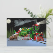 Cartoon Weihnachtszug Postkarte (Stehend Vorderseite)