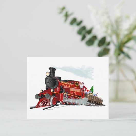 Cartoon Weihnachtszug Postkarte (Stehend Vorderseite)