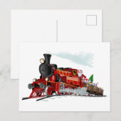 Cartoon Weihnachtszug Postkarte (Vorne/Hinten)