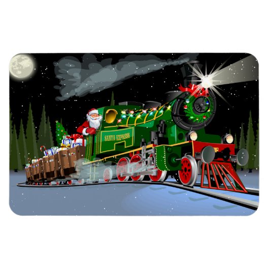 Cartoon Weihnachtszug Postkarte Magnet (Horizontal)
