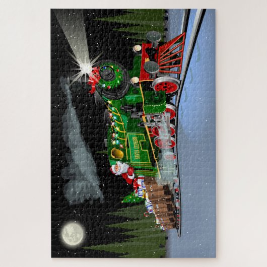 Cartoon Weihnachtszug Postkarte Puzzle (Vertikal)