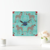 Cartoon Weimaraner Quadratische Wanduhr (Zuhause)