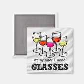Cartoon Weinglas in meinem Alter, ich brauche Bril Magnet (Vorderseite/Rückseite)