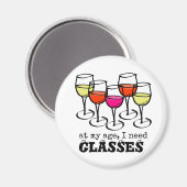Cartoon Weinglas in meinem Alter, ich brauche Bril Magnet (Vorderseite/Rückseite)