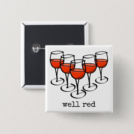 Cartoon Weingläser Brunnen Roter Weinkeller Spaß Button (Vorne & Hinten)