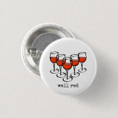Cartoon Weingläser Brunnen Roter Weinkeller Spaß Button (Vorne & Hinten)
