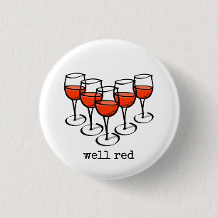 Cartoon Weingläser Brunnen Roter Weinkeller Spaß Button