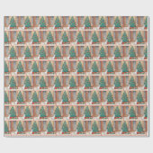 Cartoon weiße Katze nach Weihnachtsbaum Geschenkpapier (Flach)