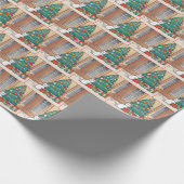 Cartoon weiße Katze nach Weihnachtsbaum Geschenkpapier (Ecke)