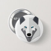 Cartoon-weißer Wolf-Kopf Button (Vorne & Hinten)