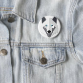 Cartoon-weißer Wolf-Kopf Button (Beispiel)