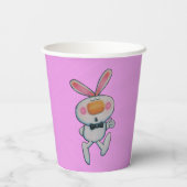 Cartoon Weißes Kaninchen wirbelt Orangefarbene Nas Pappbecher (Rückseite)