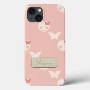Cartoon Weißschädel auf rosa Texteffekt Case-Mate iPhone Hülle
