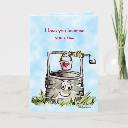 Cartoon Well Valentines Day Greeting Feiertagskarte (Vorderseite)