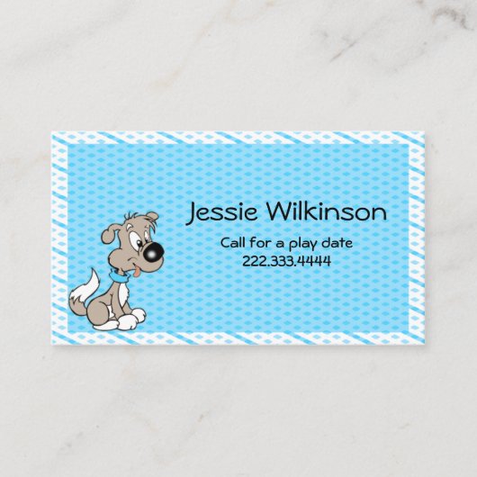 Cartoon-Welpe kundenspezifische Playdate Karte (Vorderseite)