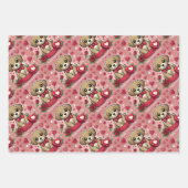 Cartoon Welpe mit Valentinstag Herz Geschenkpapier Set (Vorderseite 2)