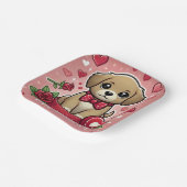Cartoon Welpe mit Valentinstag Herz Pappteller (Gewinkelt)