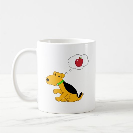 Cartoon-Welpen-Hund, der an einen Apple denkt Kaffeetasse (Links)